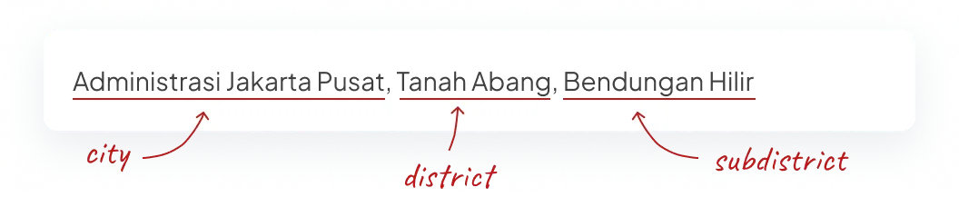 Dropdown item showing each administrative level